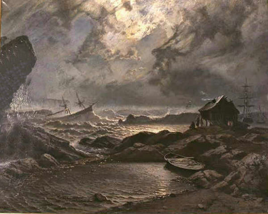 Stormnatt, vintage artwork by Knud Andreassen Baade, A3 (16x12") Poster Print