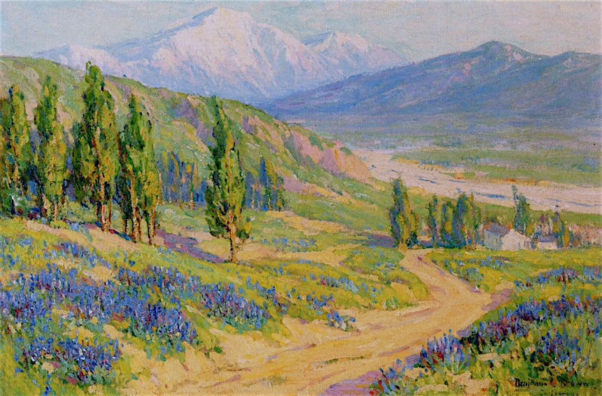 Springtime, San Gabriel Valley, California, vintage artwork by Benjamin Chambers Brown, 12x8" (A4) Poster