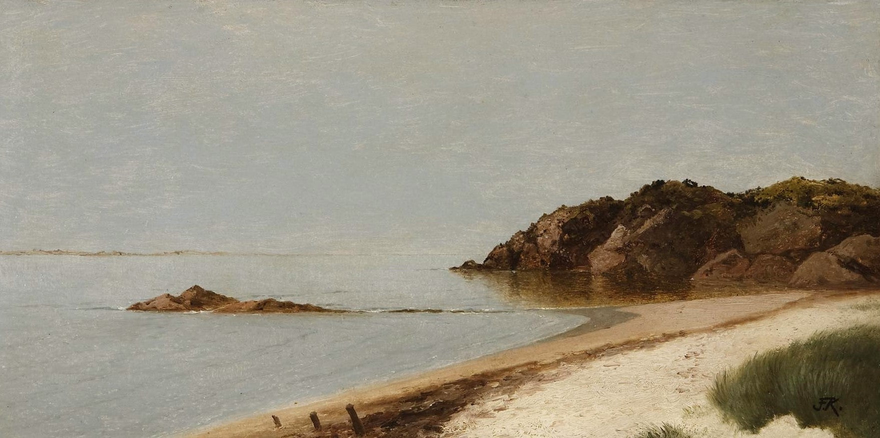 Beach at Newport, Rhode Island, vintage artwork by John Frederick Kensett, A3 (16x12") Poster Print