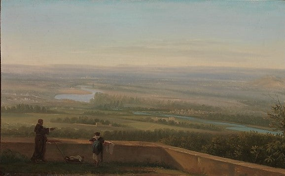 View from the Villa d'Este, Tivoli, vintage artwork by Attributed to Simon Denis, 12x8" (A4) Poster