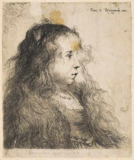 Bust of a Young Girl, Facing Right, vintage artwork by Jan Lievens, 12x8" (A4) Poster