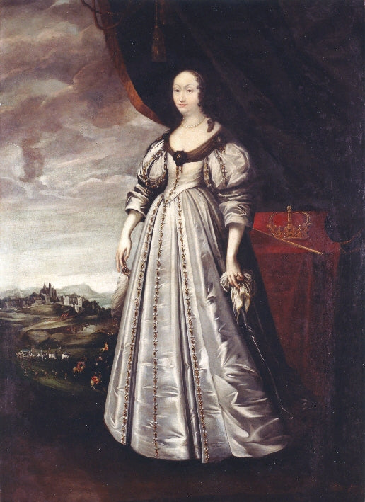 Portrait of Marie Louise Gonzaga de Nevers, vintage artwork by Peter Danckerts de Rij, 12x8" (A4) Poster