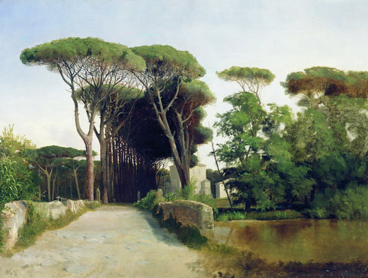 Alley of Pine Trees, vintage artwork by Lev Lagorio, 12x8" (A4) Poster