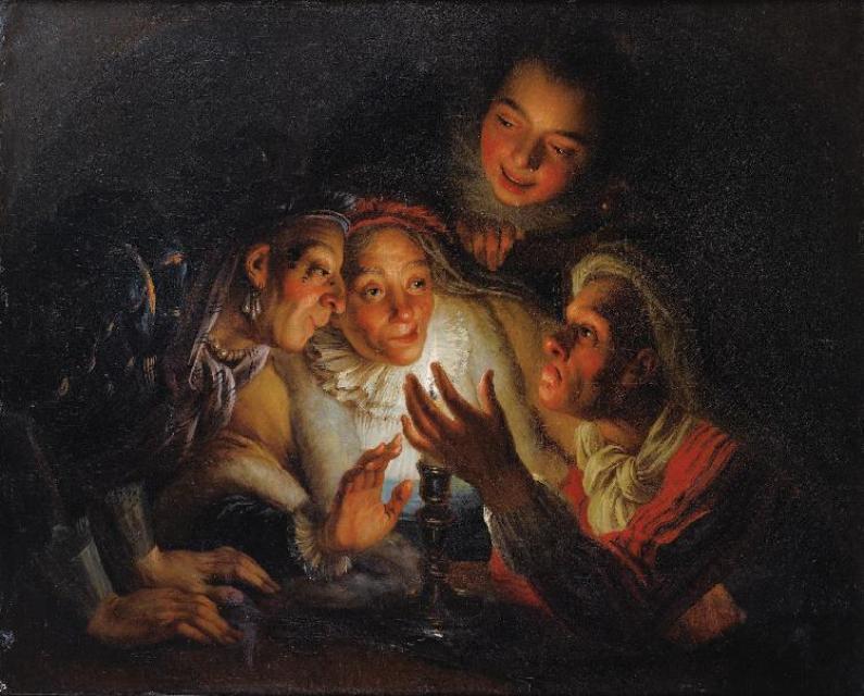The Game of the Candle, vintage artwork by Attributed to Charles-Antoine Coypel IV, 12x8" (A4) Poster