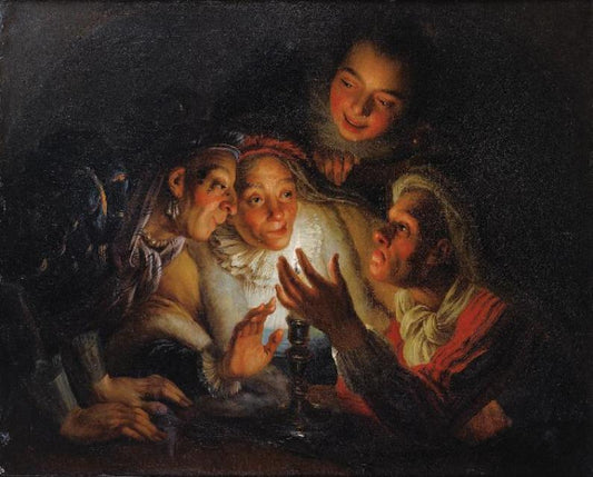 The Game of the Candle, vintage artwork by Attributed to Charles-Antoine Coypel IV, 12x8" (A4) Poster