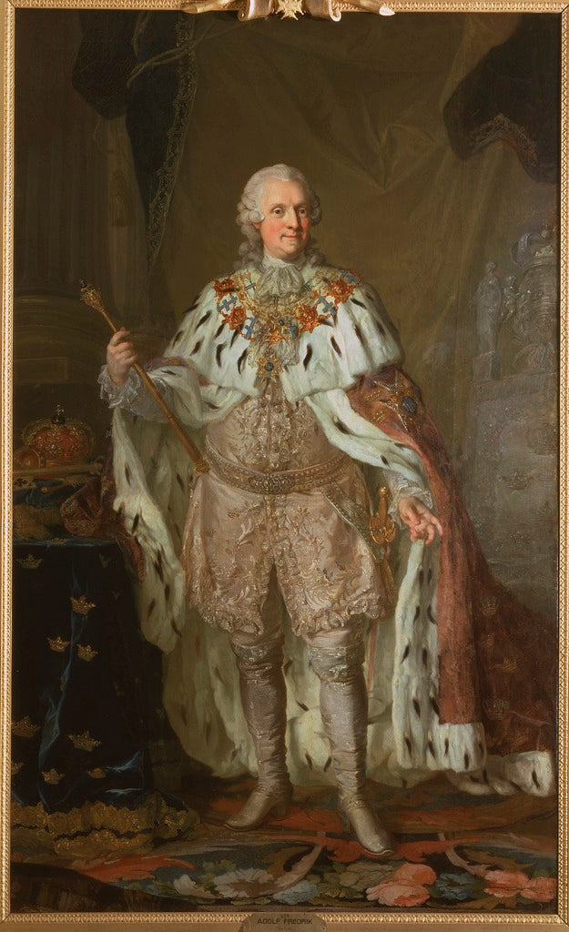 Adolf Fredrik, King of Sweden, vintage artwork by Lorens Pasch the Younger, 12x8" (A4) Poster