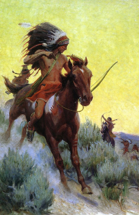 Hostile Tribes, vintage artwork by William Herbert Dunton, 12x8" (A4) Poster