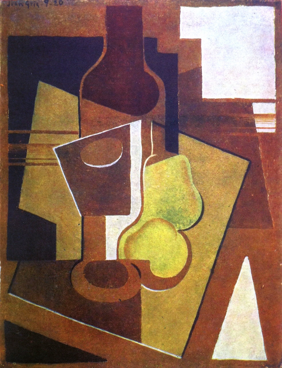 Bottle and Pears by Juan Gris,16x12(A3) Poster