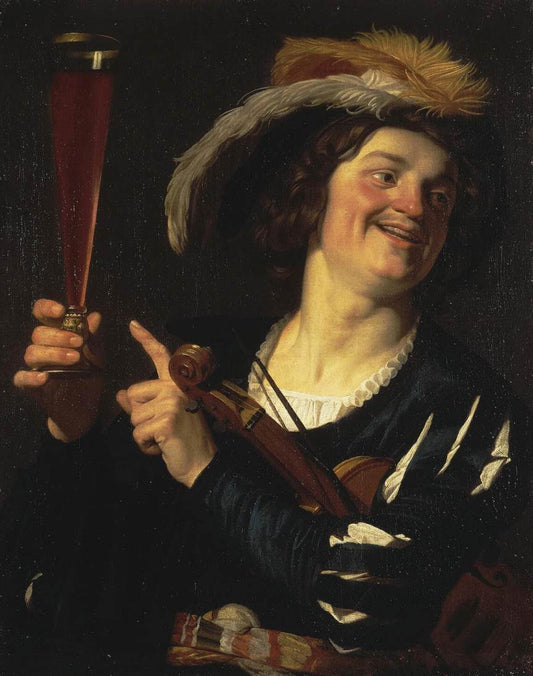 Convival Fellow, vintage artwork by Gerard van Honthorst, 12x8" (A4) Poster
