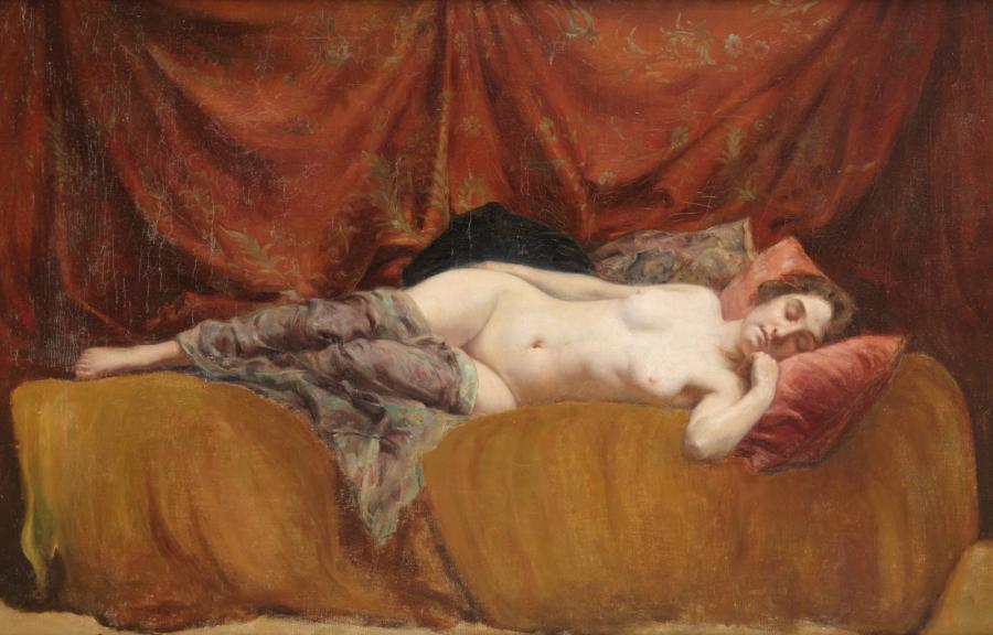 Sleeping Model, vintage artwork by Gustave Maincent, 12x8" (A4) Poster