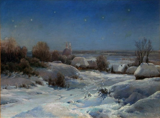 Winter Night, vintage artwork by Ivan Weltz, 12x8" (A4) Poster