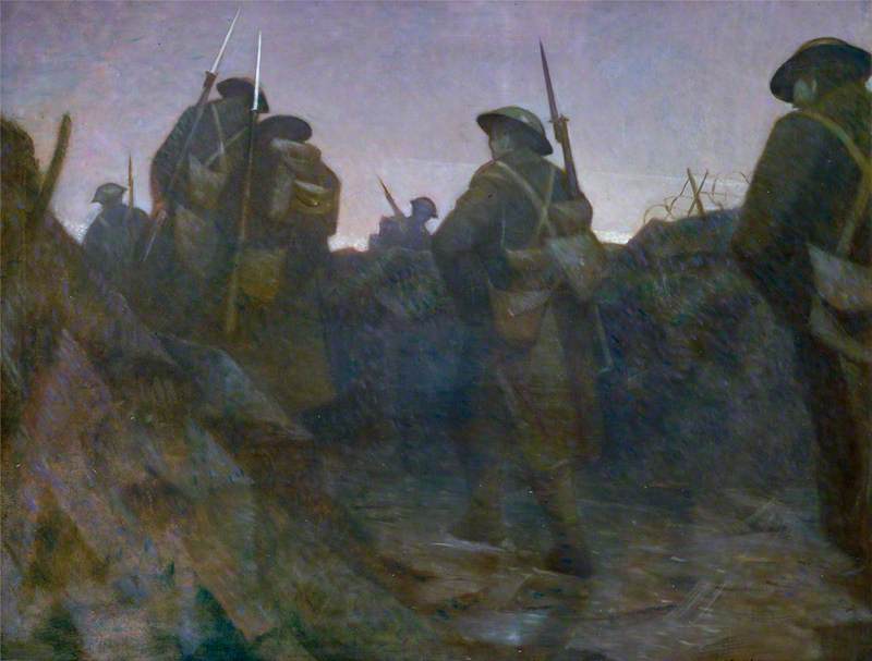 Reliefs at Dawn, vintage artwork by Christopher Nevinson, 12x8" (A4) Poster
