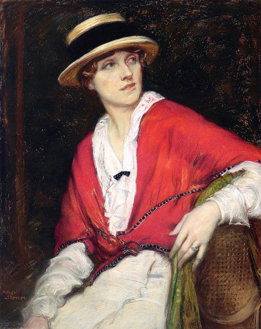 Marie in a Red Jacket, vintage artwork by Albert Sterner, 12x8" (A4) Poster