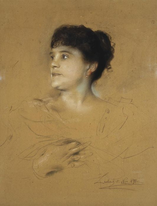 Portrait of Marcella Sembrich, vintage artwork by Franz von Lenbach, 12x8" (A4) Poster
