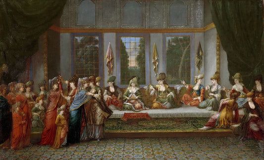 Greek Wedding, vintage artwork by Jean Baptiste Vanmour, 12x8" (A4) Poster
