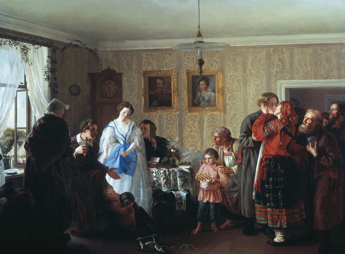 Greeting the Newlyweds, vintage artwork by Firs Sergeevich Zhuravlev, 12x8" (A4) Poster