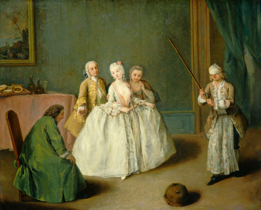 The Game of the Cooking Pot, vintage artwork by Pietro Longhi, 12x8" (A4) Poster