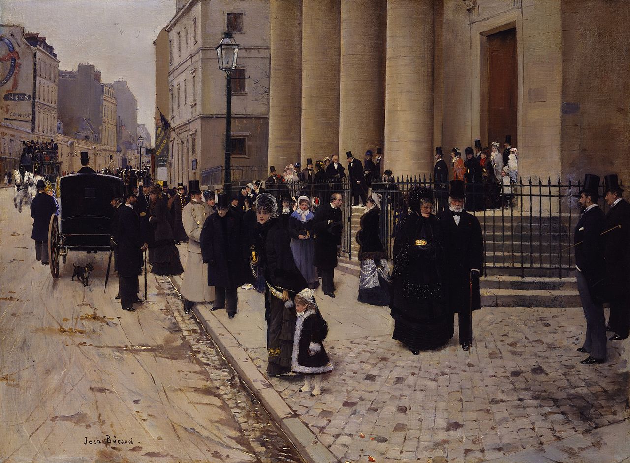 The Church of Saint Philippe du Roule, vintage artwork by Jean-Georges Beraud, 12x8" (A4) Poster