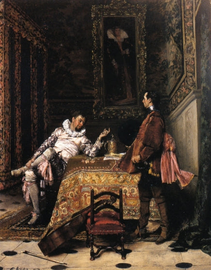 An Unexpected Guest, vintage artwork by Ferdinand Roybet, 12x8" (A4) Poster
