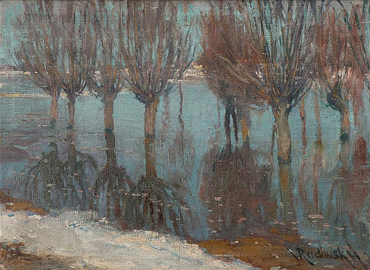 Willows  Flooded, vintage artwork by Václav Radimský, 12x8" (A4) Poster