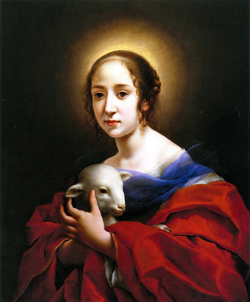 Teresa Bucherelli as Saint Agnes, vintage artwork by Carlo Dolci, 12x8" (A4) Poster