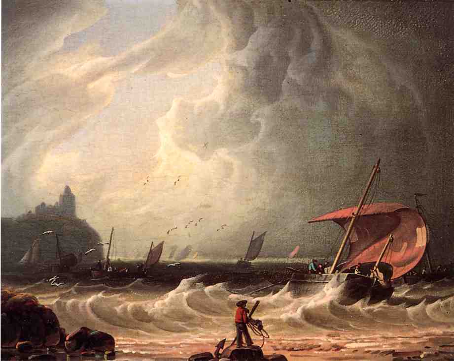 Cunard Lighthouse, vintage artwork by Robert Salmon, 12x8" (A4) Poster