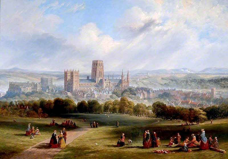 Durham from Observatory Hill, vintage artwork by John Wilson Carmichael, A3 (16x12") Poster Print