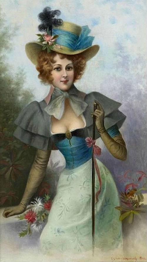 Elegant Woman with Hat by Emile Eisman-Semenowsky,A3(16x12")Poster