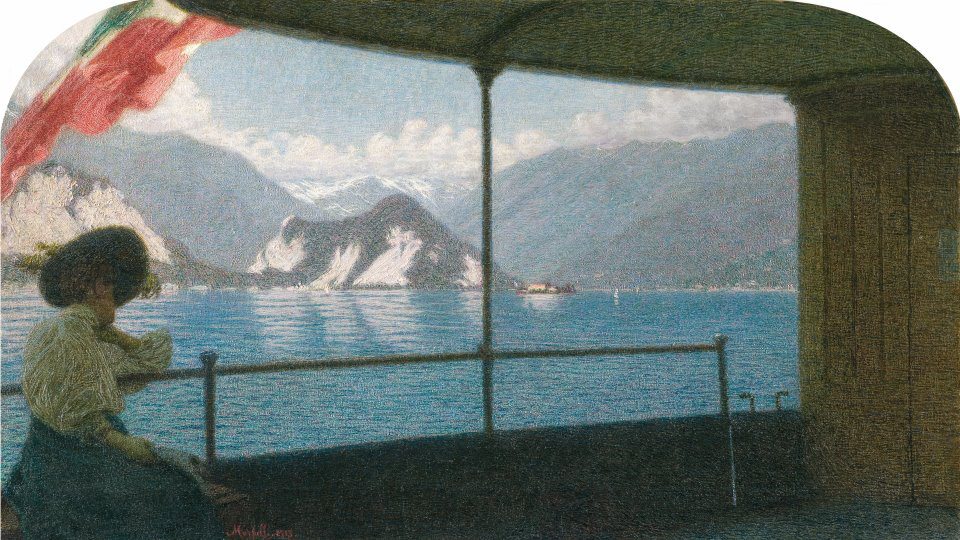 Boat on Lake Maggiore by Angelo Morbelli,A3(16x12")Poster