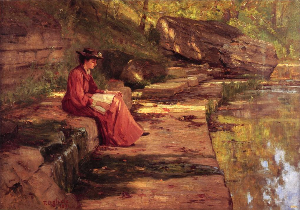 Daisy by  the River, vintage artwork by Theodore Clement Steele, 12x8" (A4) Poster