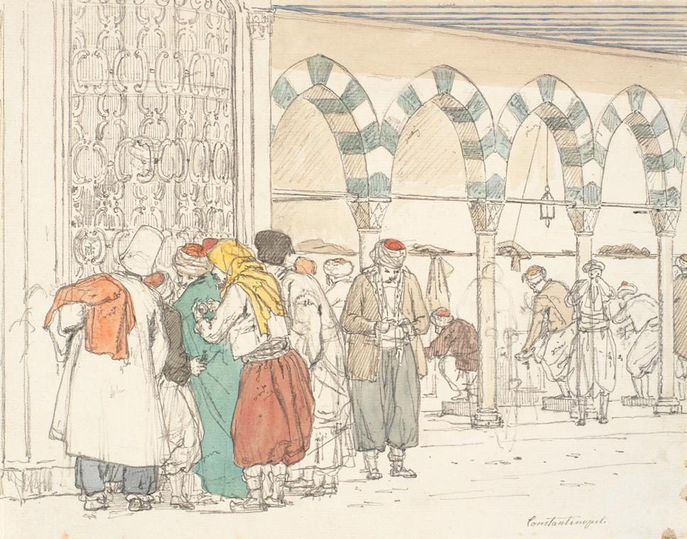 by  the Toppana Mosque, Constantinople (Ved Toppana Moskeen), vintage artwork by Martinus Rørby e, A3 (16x12") Poster Print