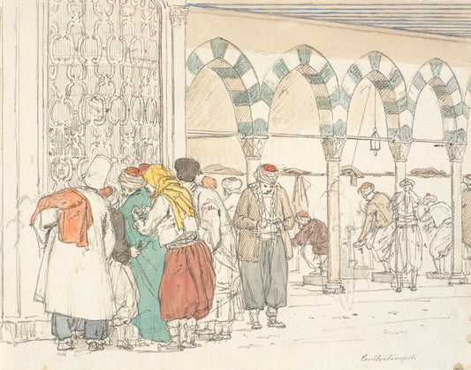 by  the Toppana Mosque, Constantinople (Ved Toppana Moskeen), vintage artwork by Martinus Rørby e, A3 (16x12") Poster Print