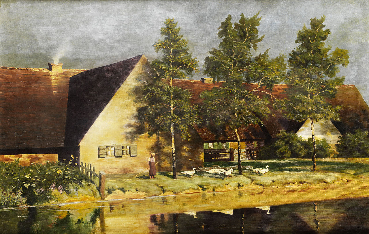 rl in Front of a Farmstead by Paul Wilhelm Keller-Reutlingen,A3(16x12")Poster