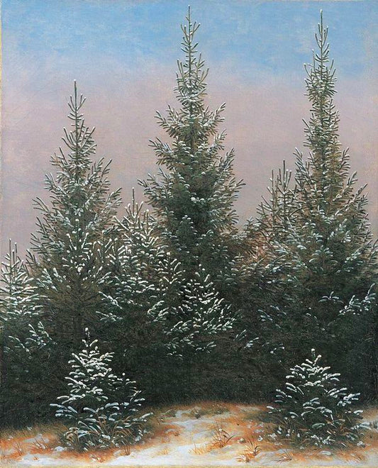 Fichtendickicht in the Snow (From the Dresdner Heide I), vintage artwork by Caspar David Friedrich, 12x8" (A4) Poster