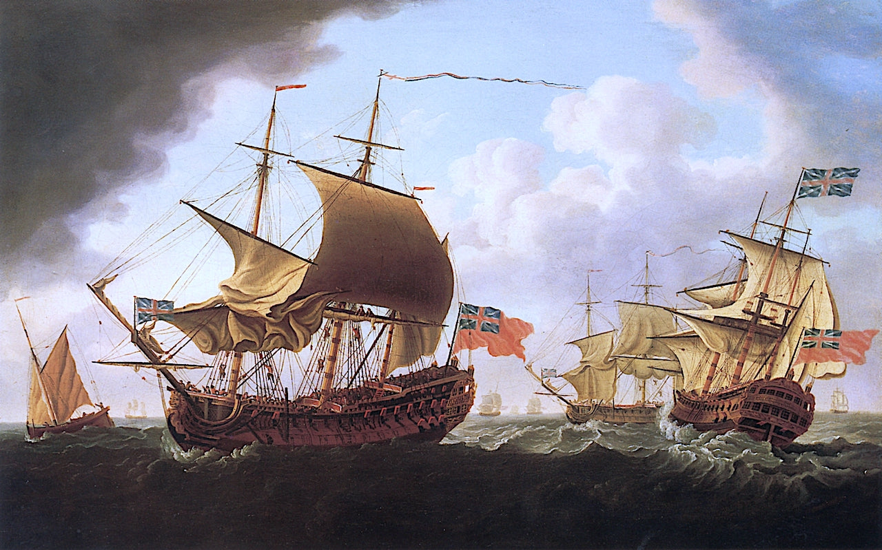 Men-o'-War Sailing in Chippy Waters, vintage artwork by Francis Swaine, 12x8" (A4) Poster