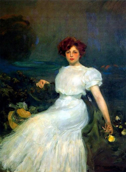 Mujer sentada, vintage artwork by Ramon Casas y Carbó, 12x8" (A4) Poster