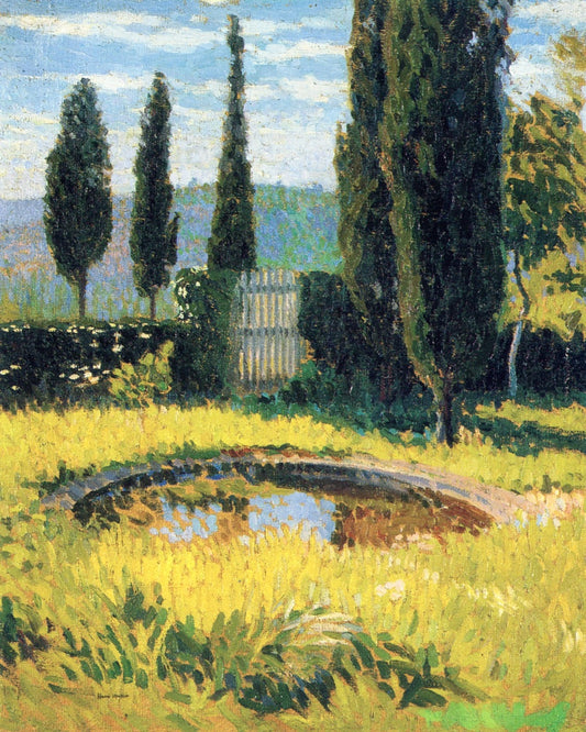 Bassin au fond du parc, Marquayrol, vintage artwork by Henri Martin, 12x8" (A4) Poster