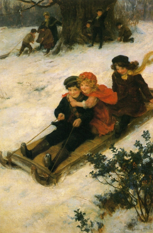 A Merry Sleigh Ride, vintage artwork by George Sheridan Knowles, 12x8" (A4) Poster
