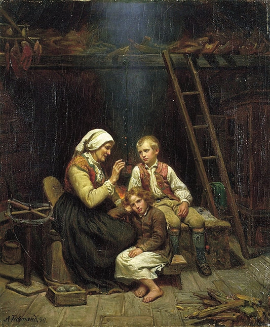 Grandmother's Tale, vintage artwork by Adolph Tidemand, A3 (16x12") Poster Print