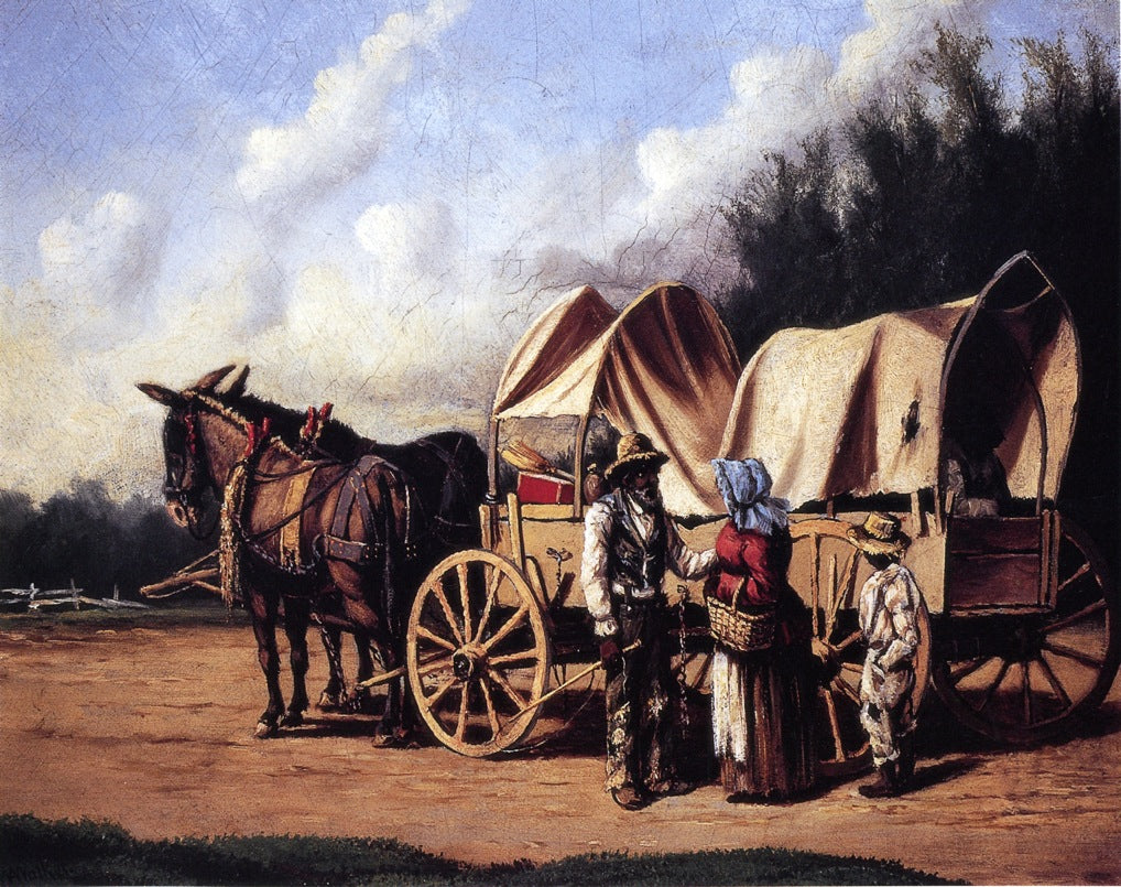 Covered Wagon with Negro Family, vintage artwork by William Aiken Walker, 12x8" (A4) Poster