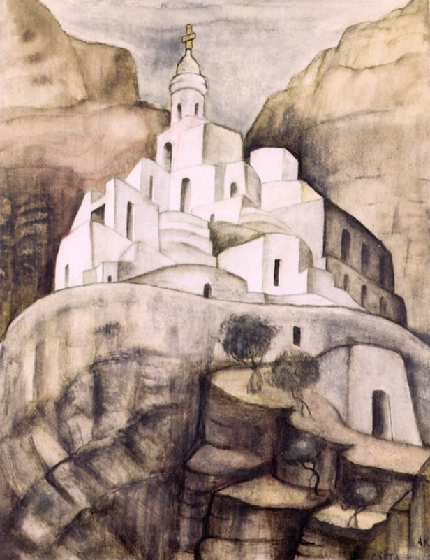 Città Morta, Positano, vintage artwork by Anita Ree, 12x8" (A4) Poster