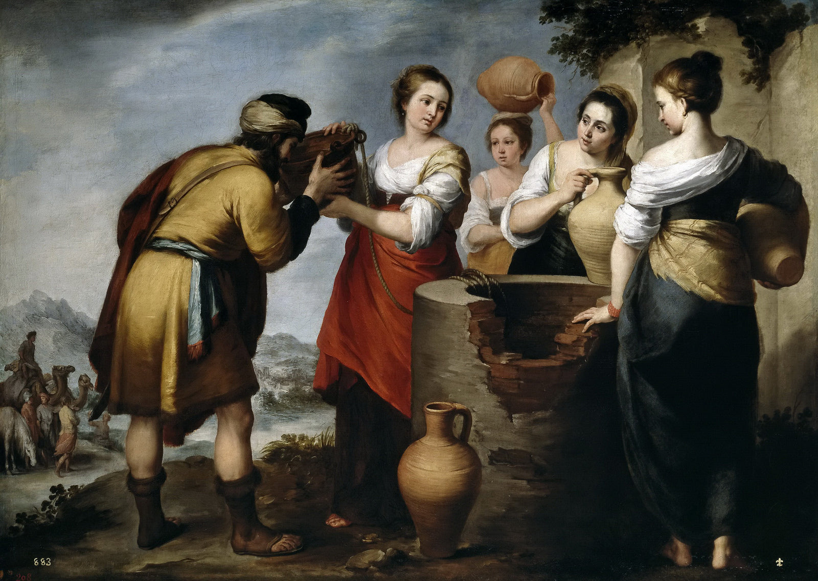 Rebecca and Eliezer, vintage artwork by Bartolome Esteban Murillo, 12x8" (A4) Poster