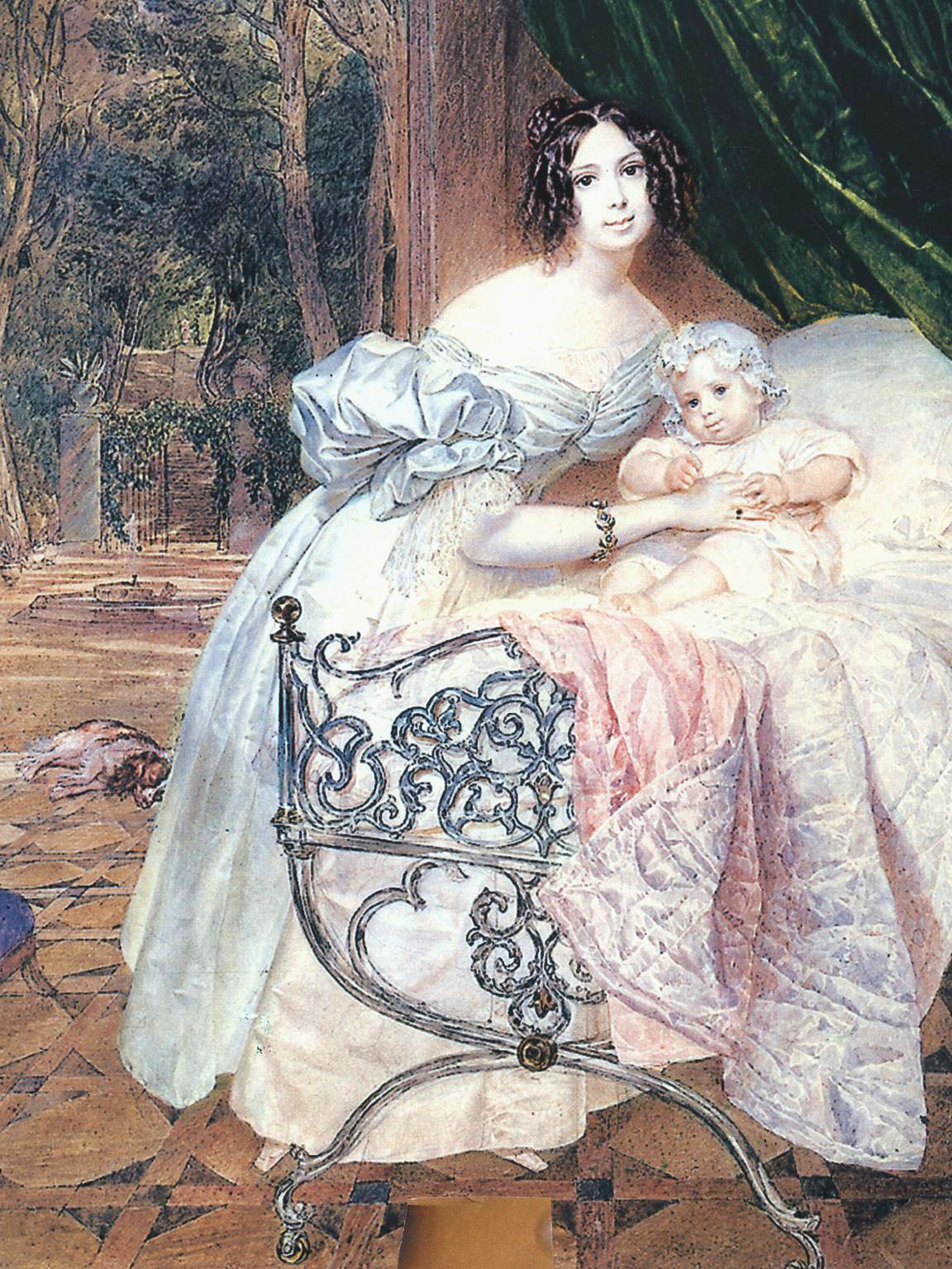 Maria Chreptowicz with Her Daughter, vintage artwork by Karl Pavlovich Brulloff, A3 (16x12") Poster Print