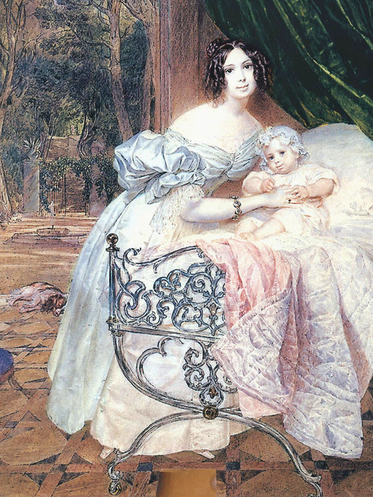 Maria Chreptowicz with Her Daughter, vintage artwork by Karl Pavlovich Brulloff, A3 (16x12") Poster Print