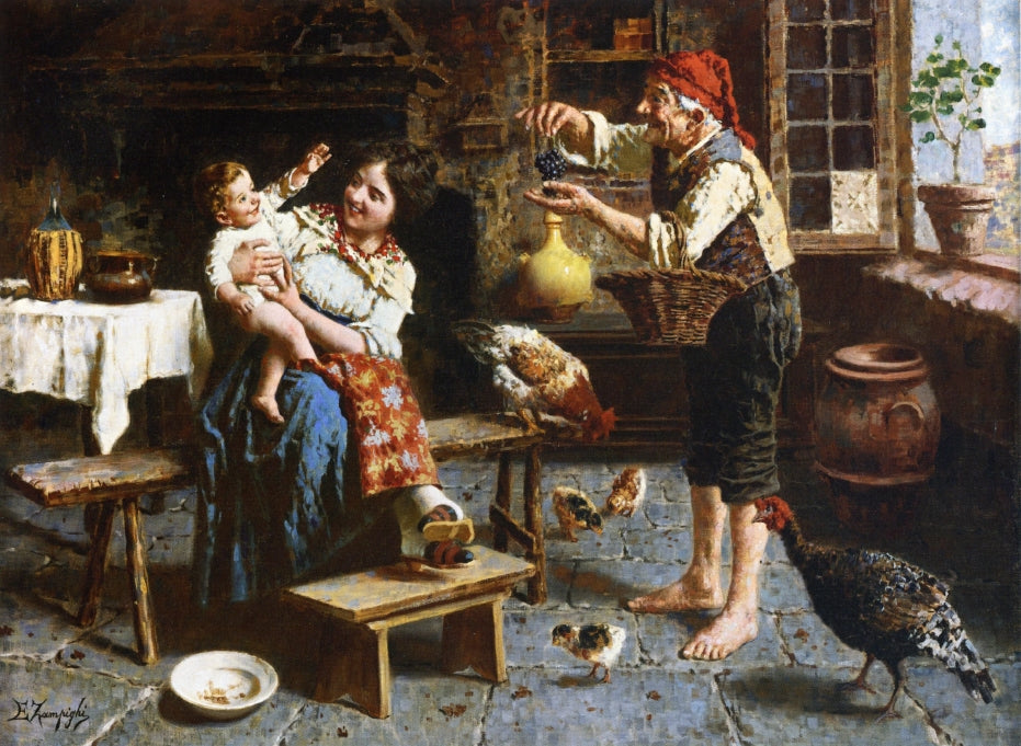 Grapes for Baby by Eugenio Zampighi,A3(16x12")Poster
