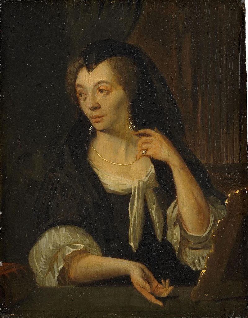 Portrait of Anna de Hooghe, the painter's fourth wife, vintage artwork by Ludolf Backhuysen, 12x8" (A4) Poster