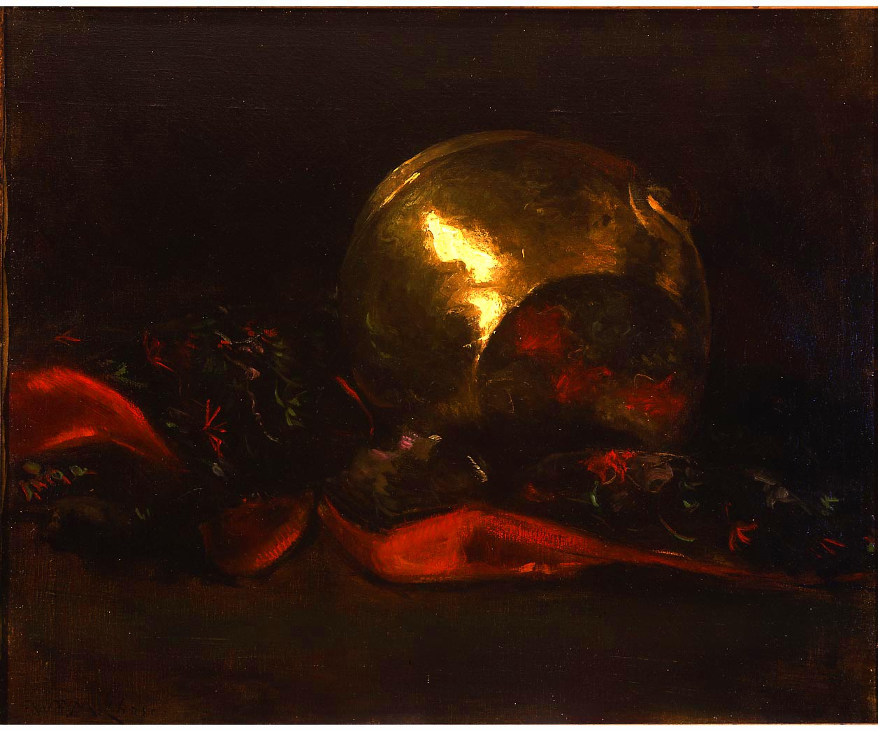 Still Life with Brass Vase and Kimono, vintage artwork by Abbott Handerson Thayer, 12x8" (A4) Poster