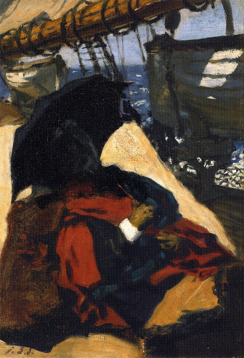 The Artist's Mother Aboard Ship, vintage artwork by John Singer Sargent, 12x8" (A4) Poster