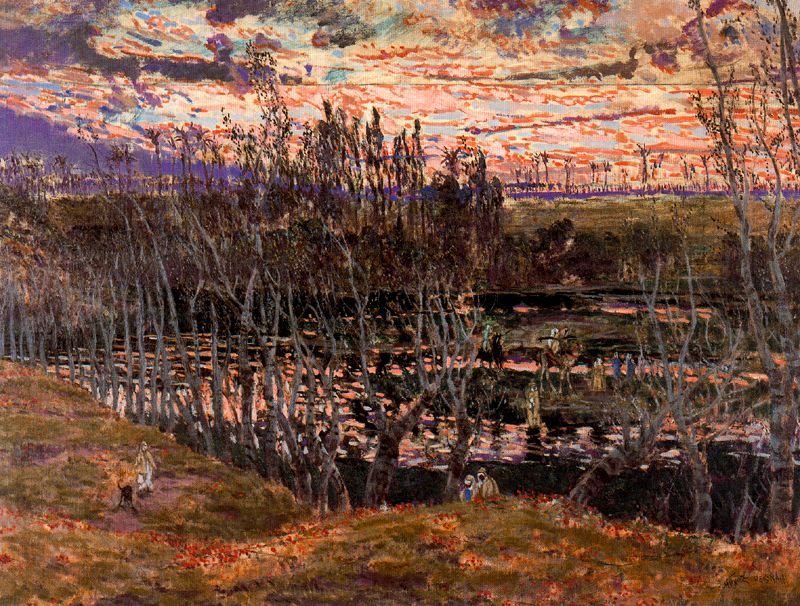 Un vado en el río Jordán, vintage artwork by Antonio Muñoz Degrain, 12x8" (A4) Poster