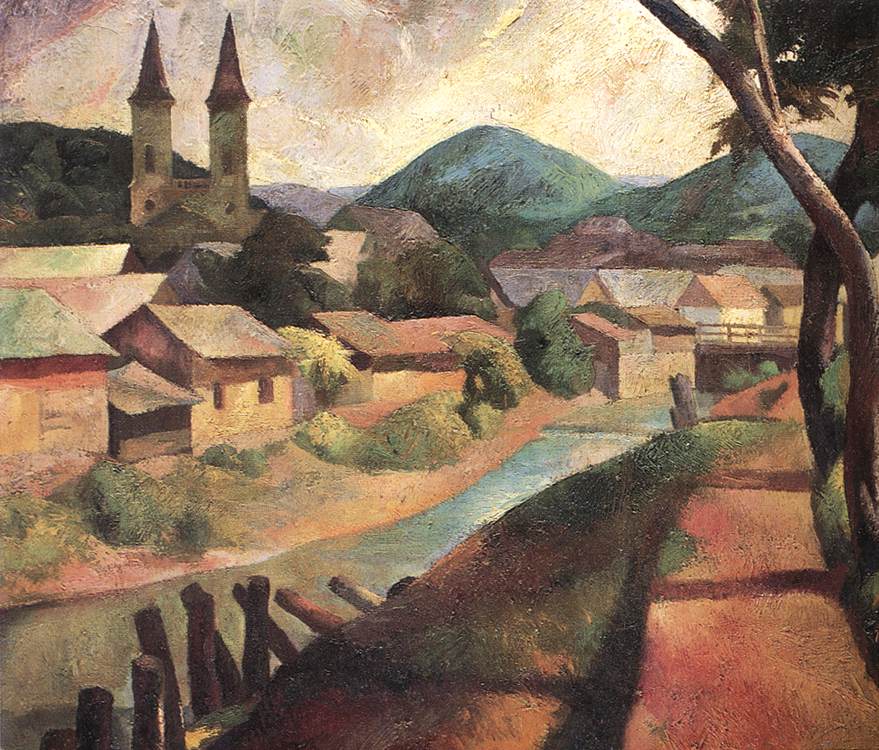View of Felsobanya, vintage artwork by Karoly Patko, 12x8" (A4) Poster